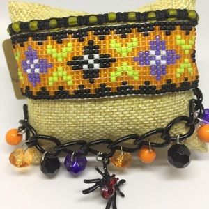 Handmade beaded macrame multilayered bracelet